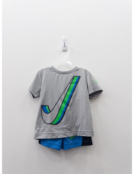set deportivo short azul camiseta gris