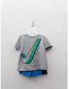 set deportivo short azul camiseta gris