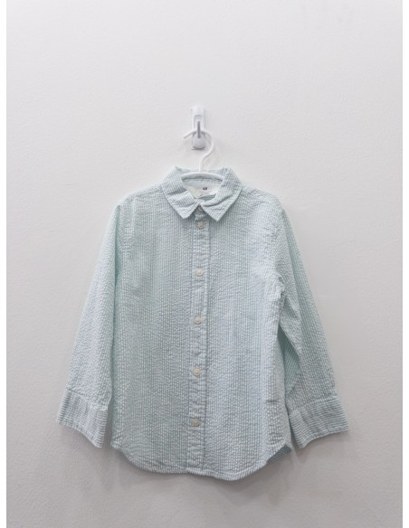 camisa rayas blancas y turquesas