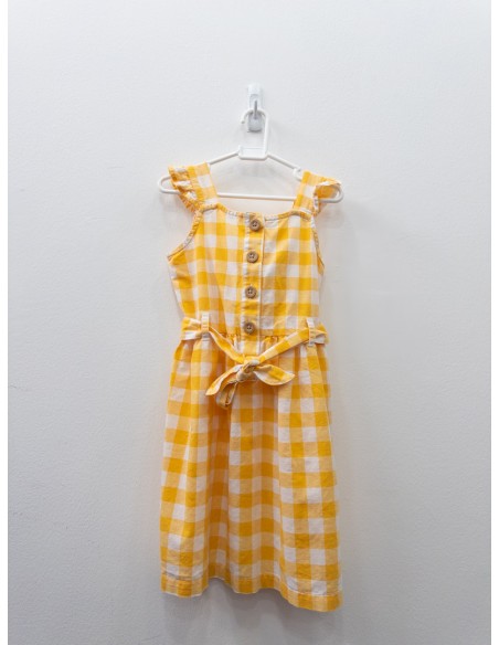 vestido cuadros amarillos y blancos