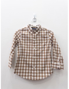 camisa cuadros cafes y blancos