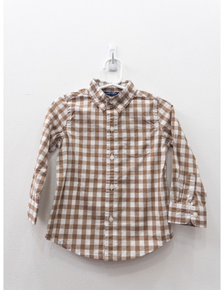 camisa cuadros cafes y blancos