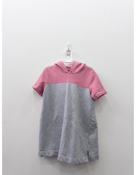 salida de baño gris con capucha rosada