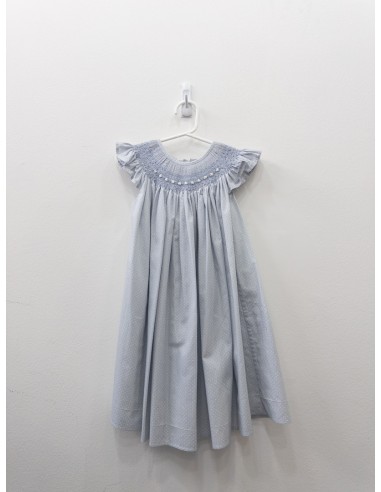 vestido celeste con bolitas blancas
