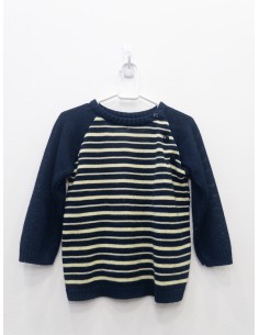 sueter azul con rayas verdes