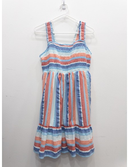 vestido rayas azules celestes y rojas