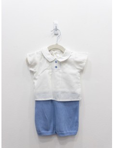 enterizo top lino blanco y short azul