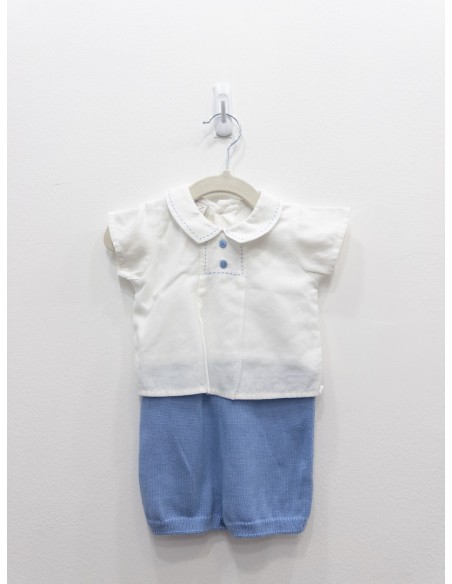 enterizo top lino blanco y short azul