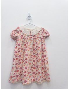 vestido flores fucsias y naranjas