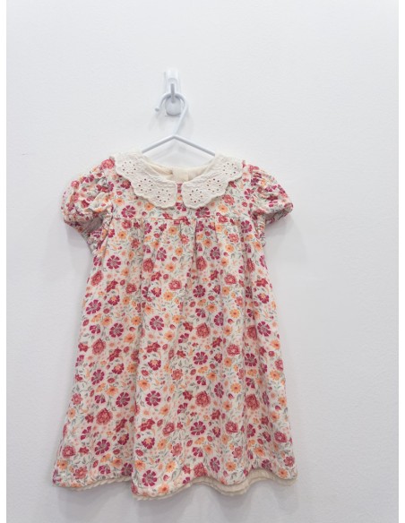 vestido flores fucsias y naranjas