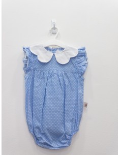 enterizo celeste con cuello blanco