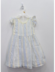 vestido lino rayas verdes celestes y amarillas