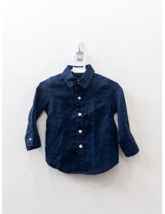 camisa lino azul oscura