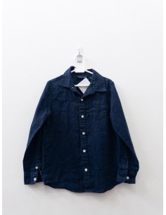 camisa lino azul oscura