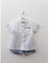 set celeste rayas blancas, top blanco