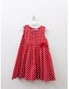 vestido rojo con bolas blancas
