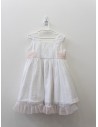 vestido blanco con lazos rosados