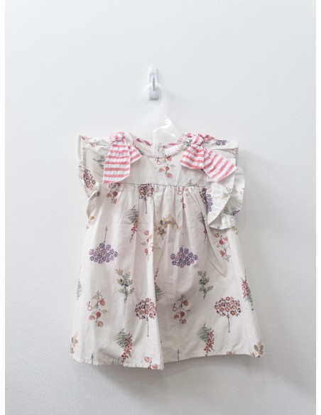vestido cerezas con lazos de rayas
