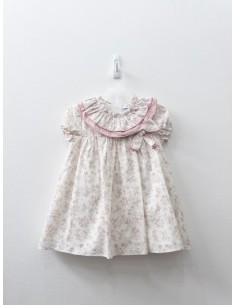 vestido lino flores rosadas
