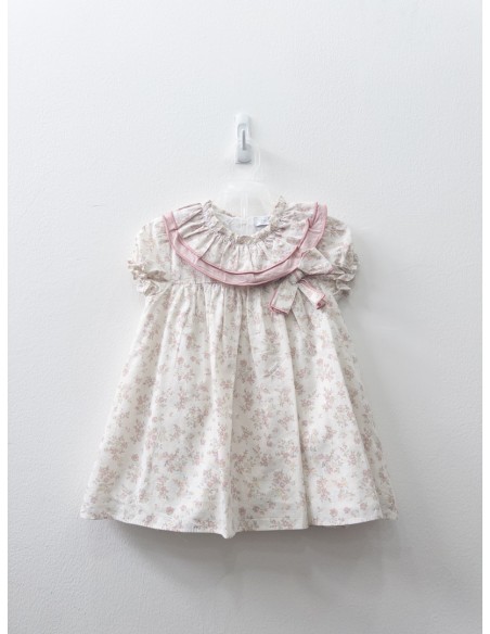 vestido lino flores rosadas