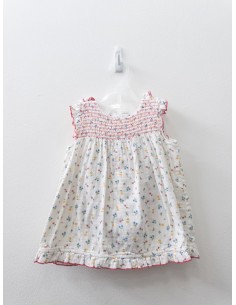 vestido blanco con flores amarillas rojas y azules