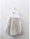 vestido beige con puntitos blancos