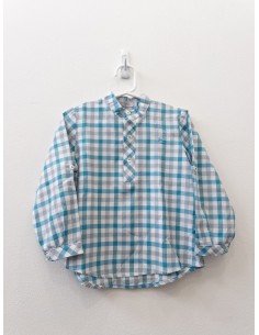 camisa cuadros celestes balncos y turquesas