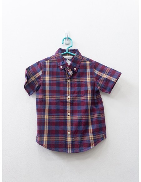 camisa cuadros concho de vino y amarillos