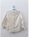 camisa beige de lino con pajaros negros