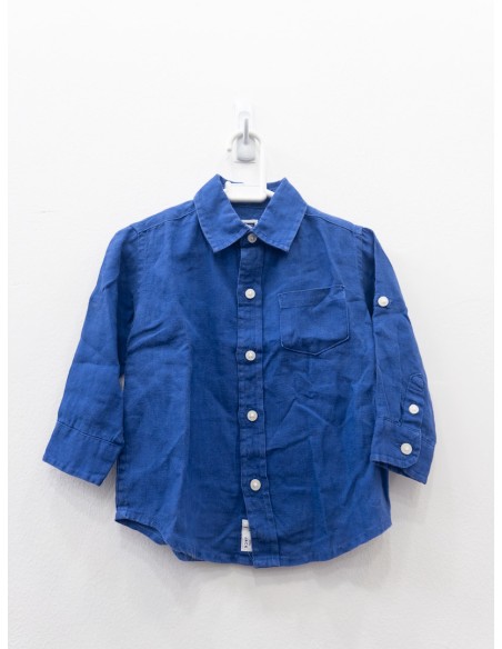 camisa lino azul