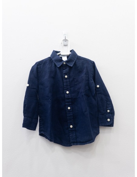 camisa lino azul