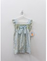 vestido blanco con flores verde limon y turquesas