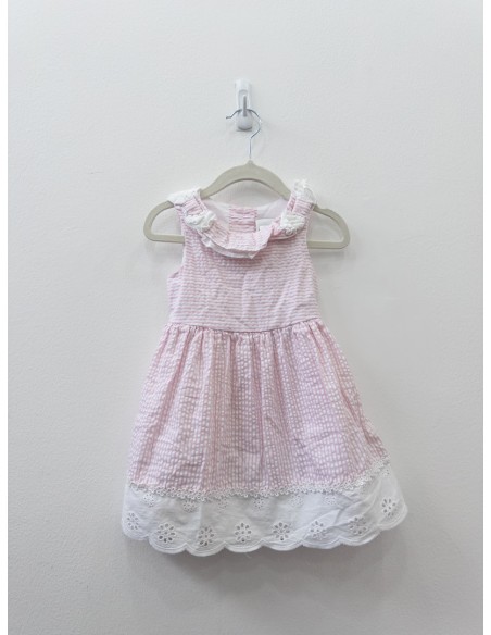 vestido rayas rosadas, hilos plateados