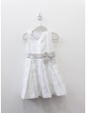 vestido blanco con cinton rayas beige