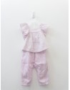set pantalon y top lila con flores blancas