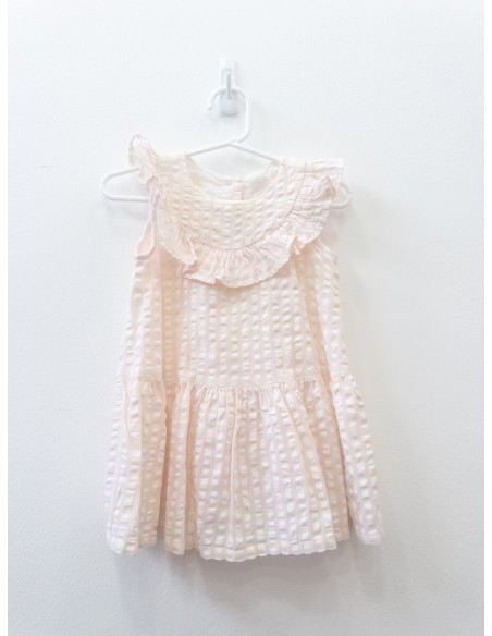vestido cuadros salmon y blancos