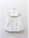 vestido blanco con detalle beige