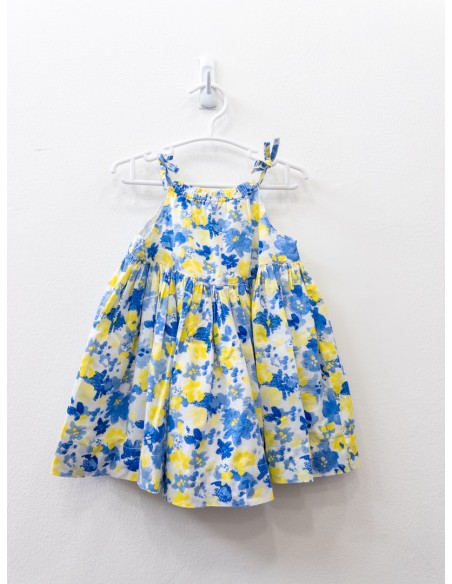 vestido flores azules y amarillas