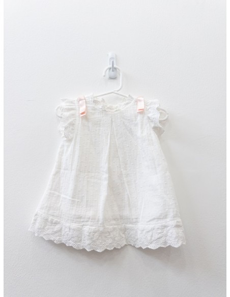 vestido blanco lazos rosados