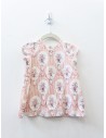 vestido rayas rosados con flores en burbujas blancas
