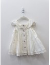 vestido blanco con lazo rosado