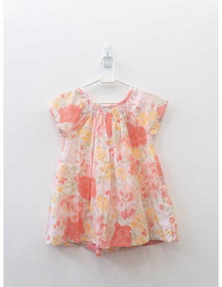vestido flores salmon amarillo y verde