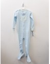 pijama rayas celestes con corazon con flores celestes y amarillas