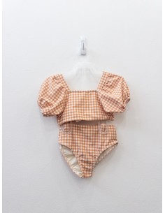 bikini cuadros blancos y cafes