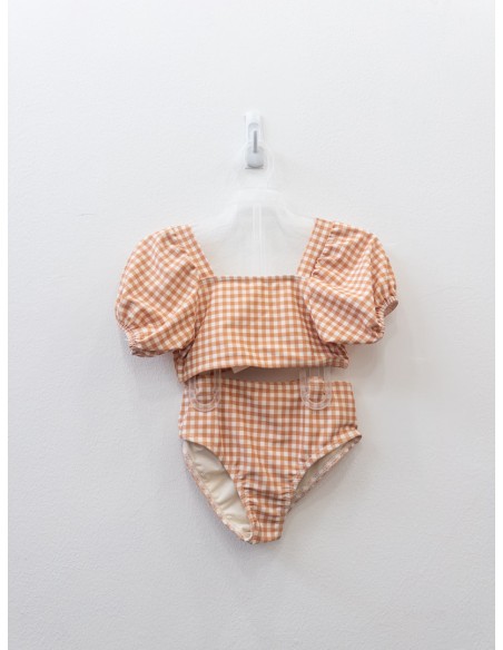 bikini cuadros blancos y cafes