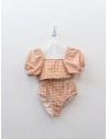 bikini cuadros blancos y cafes
