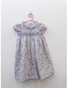 vestido con flores grises celestes ty concho de vino