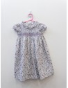 vestido con flores grises celestes ty concho de vino