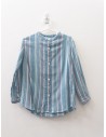camisa turquesa con rayas blancas y rojas