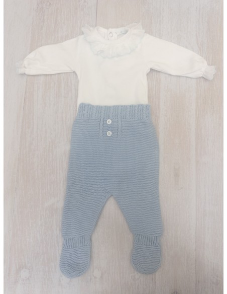 set monito blanco con cuello arandel blanco y celste